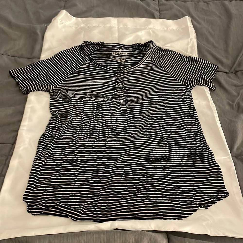 American Eagle dog and sexy shirt with buttons